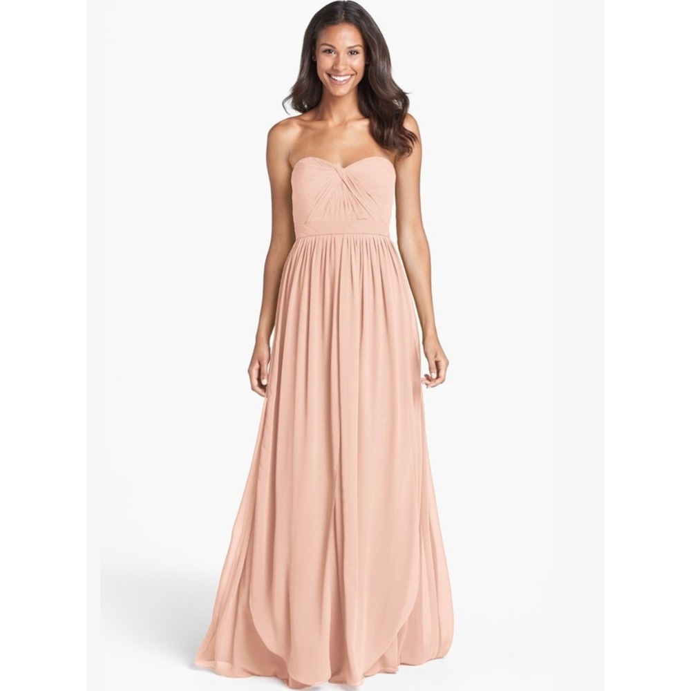 Jenny Yoo Aidan Chiffon Maxi Dress Blush Pink Formal Evening Gown 22